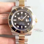 Noob Factory V3 Rolex Submariner Two Tone Black Face Gold and Silver Steel 40 MM Swiss 2836 Watch